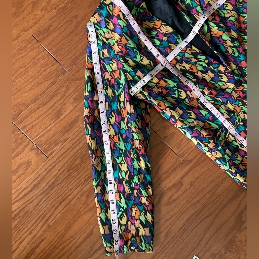 Vintage Geometric Design Silk Jacket Size Small Button Closure Colorful - Picture 9 of 9